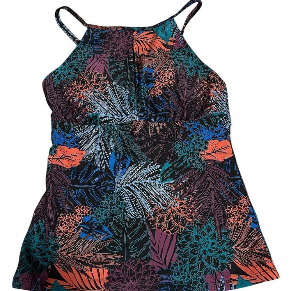 Ellen Tracy Women's Halter Swimsuit Top Size 6 Tropical Floral Print